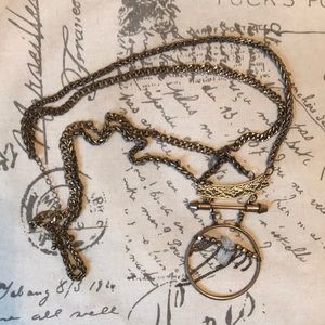 Boho Chic Double Chain Necklace with Crystal Detail